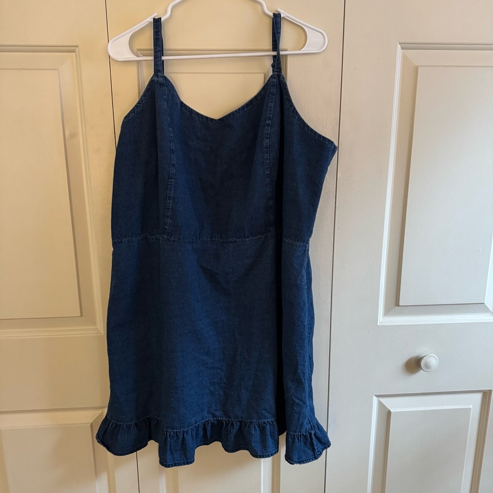 Old Navy Blue Denim Ruffle Hem Dress